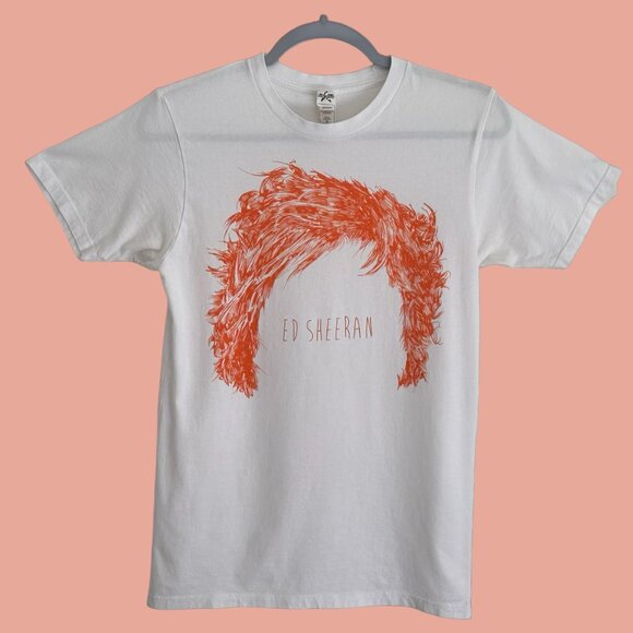 Ed Sheeran T-Shirt Tee S White Tour Concert Orange Hair Outline Silhouette EUC - Picture 6 of 6